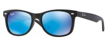 RAY BAN JUNIOR 9052S NEGRA MATE 100S/55 48 LENTE AZUL ESPEJO